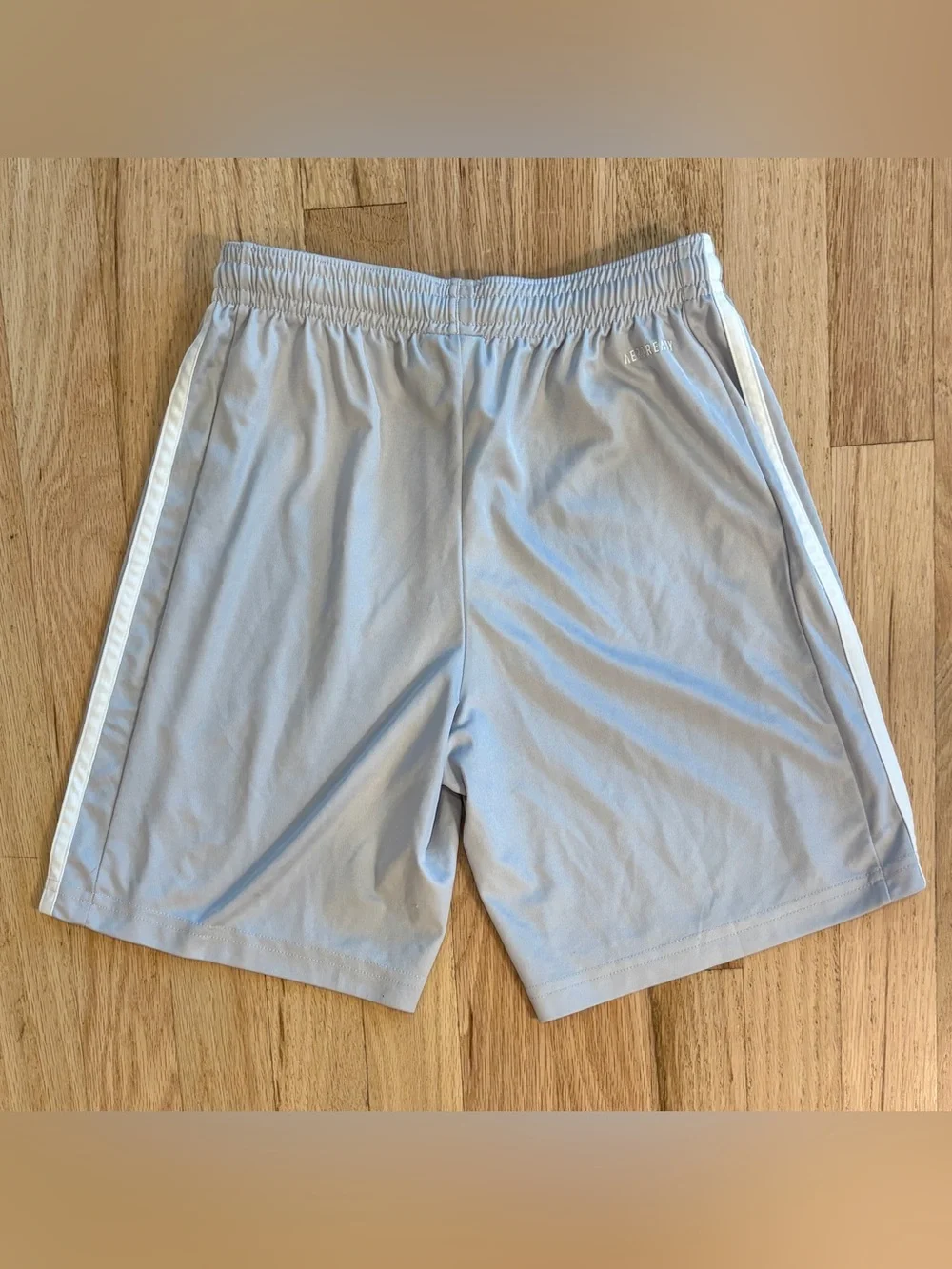 Lot of 2 Adidas Boys AEROREADY Athletic Soccer Shorts Gray Navy Blue Size 11/12